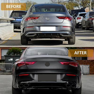 100% de ensaio de escape de lábio e garganta do difusor traseiro para a Mercedes-Benz CLA W118 2020-2024