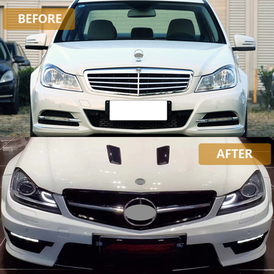 Grelhas do carro Mercedes-Benz Classe C W204 Modificadas para C63 AMG Grelha do pára-choque frontal