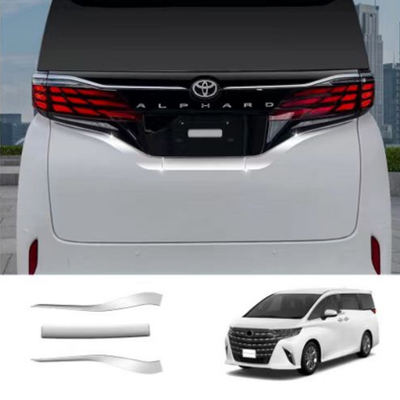Toyota Alphard Vellfire 40 2024 Acessórios Prateados/Negros Número de placa traseira Trim de cromo